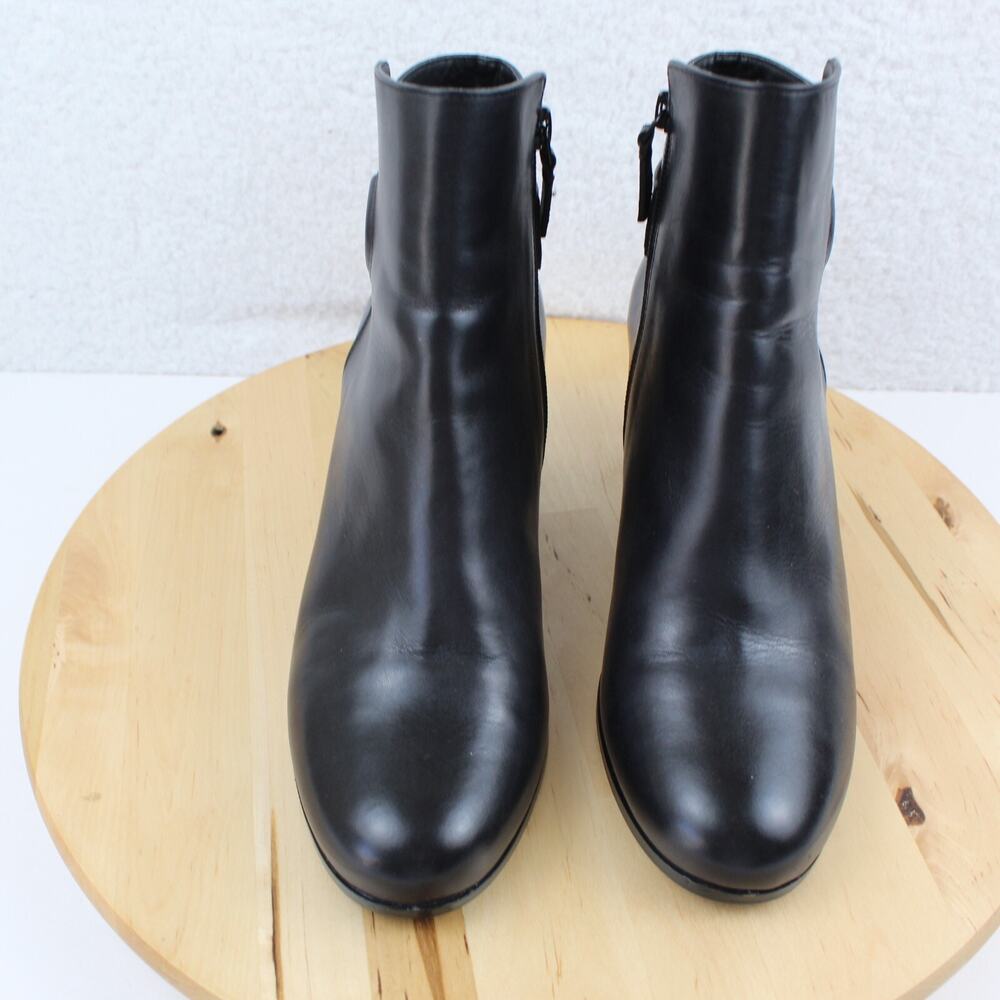 Cole Haan Boots Womens 8 Black Leather Grand OS Zipper Harness Ankle Bootie - Picture 3 of 11